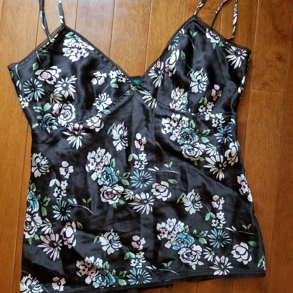 🚫SOLD✔ 100% Silk Camisole Top Floral Flowers XS